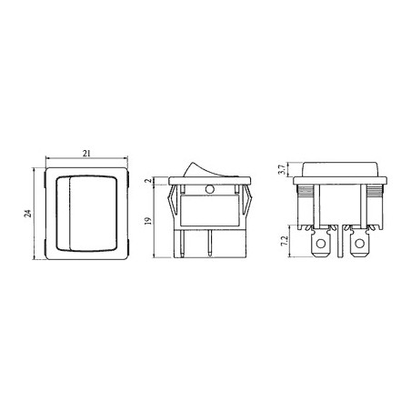 ROCKER DPST Poz: 2 OFF-ON 6A/250VAC portocalie 50mΩ UL94V-2