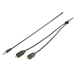 Cablu audio Valueline, jack stereo 3.5 mm tata 2 x RCA tata, 1 m, negru