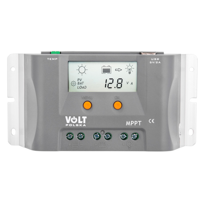 Controlere Panouri Solare, Regulator de tensiune pentru panouri fotovoltaice 10A 12V MPPT cu panou LCD VOLT POLSK -9, dioda.ro