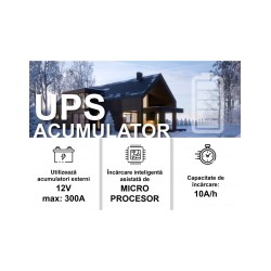 UPS centrale termice, UPS centrala termica TED Electric 900VA 500W Runtime extins utilizeaza 1 acumulator neinclu -2, dioda.ro