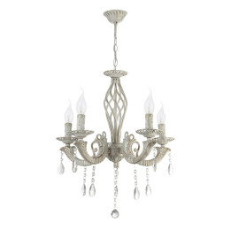 Lampi interior, Candelabru Pandora Alb Vintage 5xE14 60W -1, dioda.ro