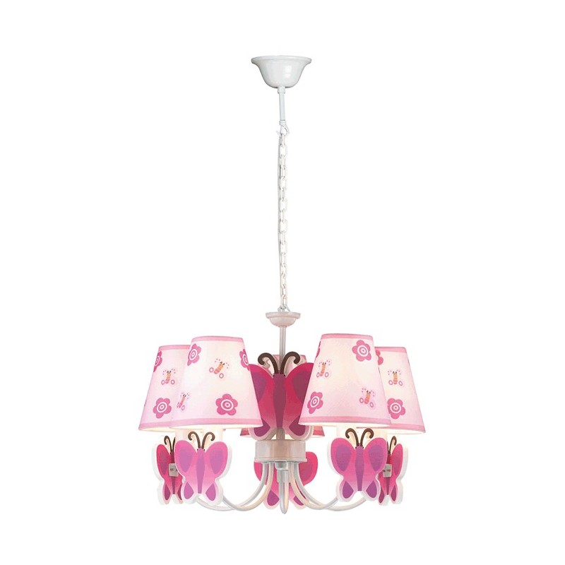 Lustra Pink Butterfly Multicolor 5xE14 40W Lampi interior, Lustra Pink Butterfly Multicolor 5xE14 40W -1, dioda.ro