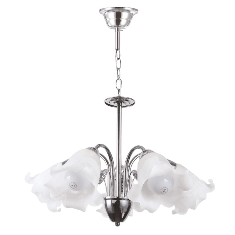 Lustra Lylian Alb+Crom 5xE27 60W Lampi interior, Lustra Lylian Alb+Crom 5xE27 60W -1, dioda.ro