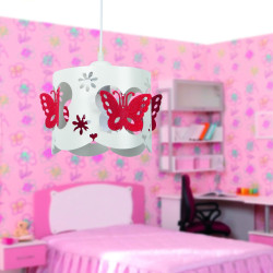 Lampi interior, Pendul Butterflies Rosu 1xE27 60W -5, dioda.ro