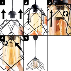 Lampi interior, Pendul Kontes Negru 1xE27 60W -6, dioda.ro