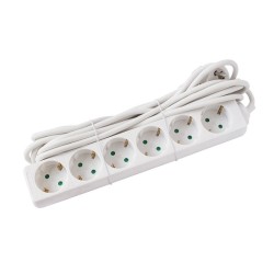 Prelungitoare, Prelungitor 6P 1.5m, 3x1mm2, alb Strohm SM-PR-6P-1-5M-WH -1, dioda.ro