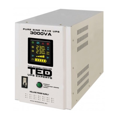 UPS centrale termice, UPS pentru centrala TED Electric 3000VA / 2100W Runtime extins utilizeaza 2 acumulatori (ne -4, dioda.ro