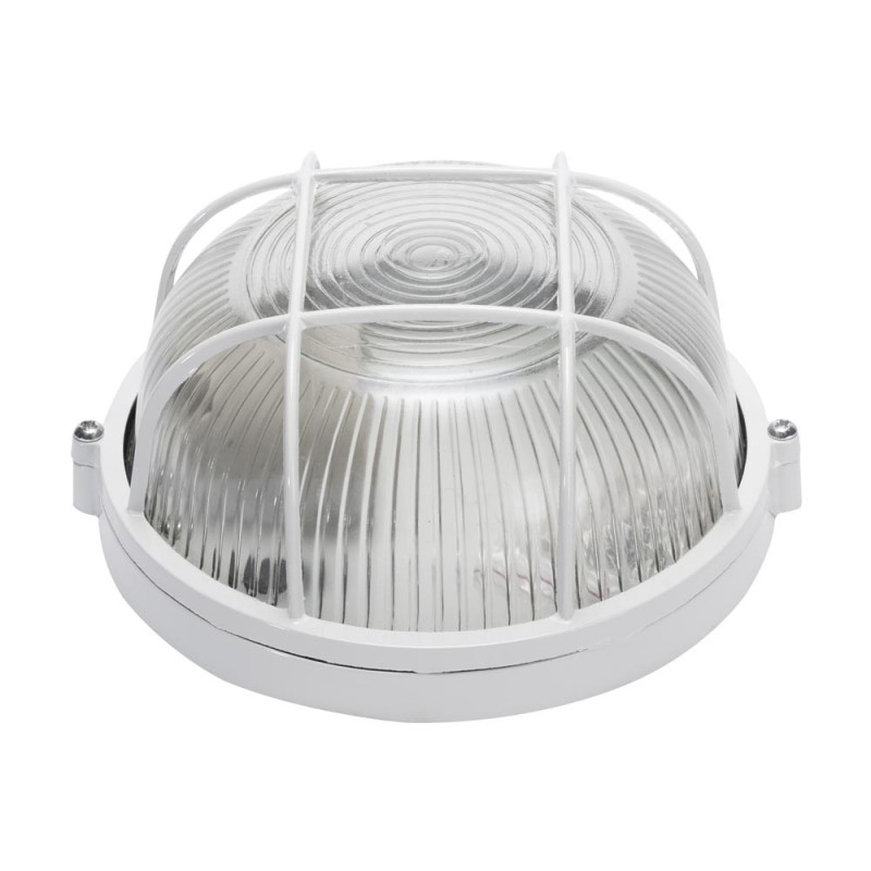 Corpuri de iluminat tehnice, Lampa BAT Grila Rotunda E27 60W Alb -1, dioda.ro