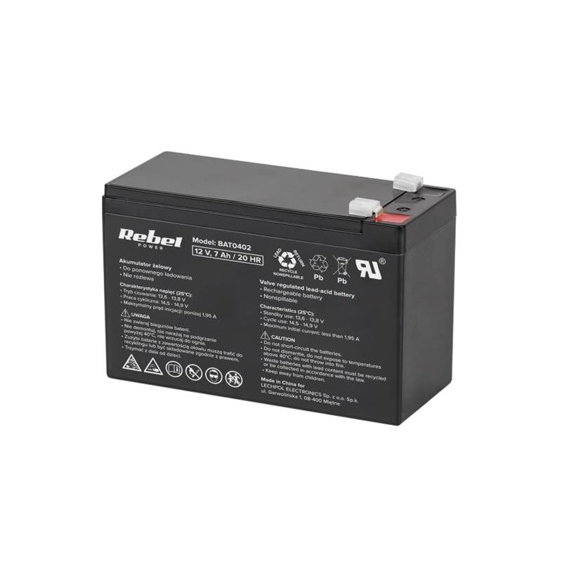 Baterie plumb acid 12V / 7.0Ah REBEL Acumulatori de plumb, Baterie plumb acid 12V / 7.0Ah REBEL -1, dioda.ro