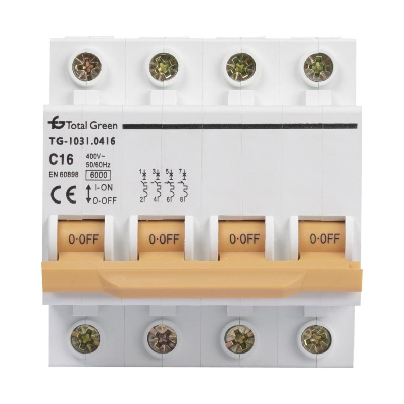 Intrerupator Automat 16A Tetrapolar Intrerupatoare automate modulare, Intrerupator Automat 16A Tetrapolar -1, dioda.ro