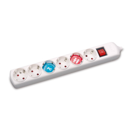 Grupuri priza, Grup 6 Prize cu CP cu Intrerupator -1, dioda.ro