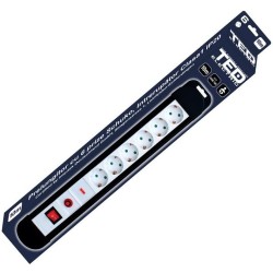 Prelungitoare, Prelungitor cu protectie 10 metri 6 prize schuko cu reset & led & switch cablu 3x1,5mm TED000941 -6, dioda.ro