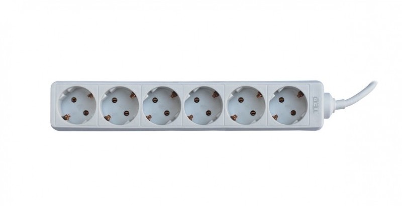 Prelungitor 1,5 metri 6 prize schuko cablu 3x1mm alb 1ted1.5m6p