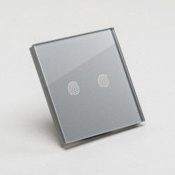 Pulsar-SMART HOME, Panou gri simplu 2T sticla, aparataj touch PULSAR NS -2, dioda.ro