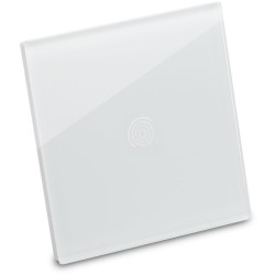 Aparataj doza rotunda, Panou alb simplu 1T Sticla, aparataj touch PULSAR NS -6, dioda.ro