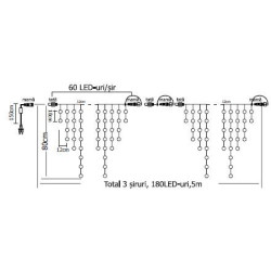 Instalatii sarbatori, Turtur Luminos 180 LED-uri Albastru 5X0.8M IP44 -2, dioda.ro