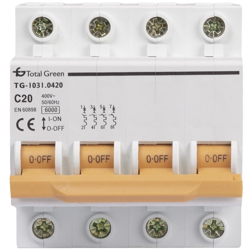Intrerupator Automat 20A Tetrapolar Intrerupatoare automate modulare, Intrerupator Automat 20A Tetrapolar -1, dioda.ro
