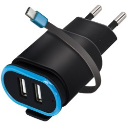 Acumulatoare, Incarcator USB Forever, TC-02, 2x 2.4A negru cu cablu USB-C -2, dioda.ro