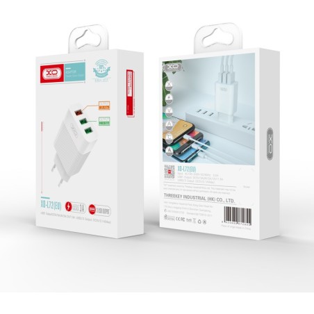 Incarcator incarcare rapida XO L72 QC 18W 3x USB alb
