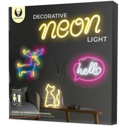Figurine Neon, Figurina LED Neon HELLO roz alb Bat + USB FLNE15 Forever Light -1, dioda.ro