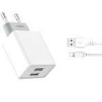 Sursa de alimentare, Incarcator de perete XO L65 2x USB 2,4A alb + cablu Lightning -1, dioda.ro
