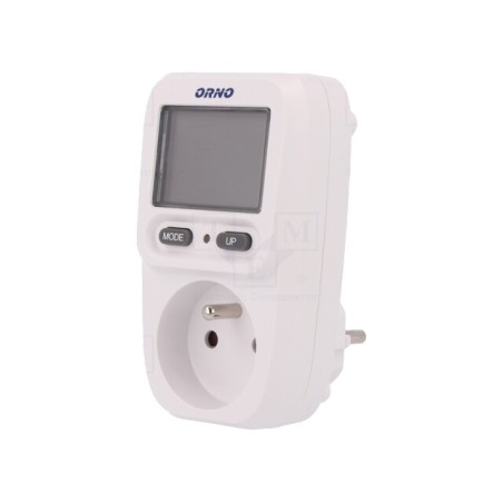 Electrice, Priza cu contor de energie ORNO OR-WAT-419(GS), 16A, 230V, afisaj LCD, alb -1, dioda.ro