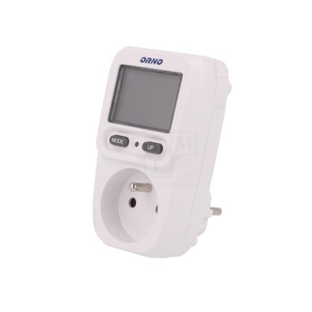 Priza cu contor de energie ORNO OR-WAT-419(GS), 16A, 230V, afisaj LCD, alb