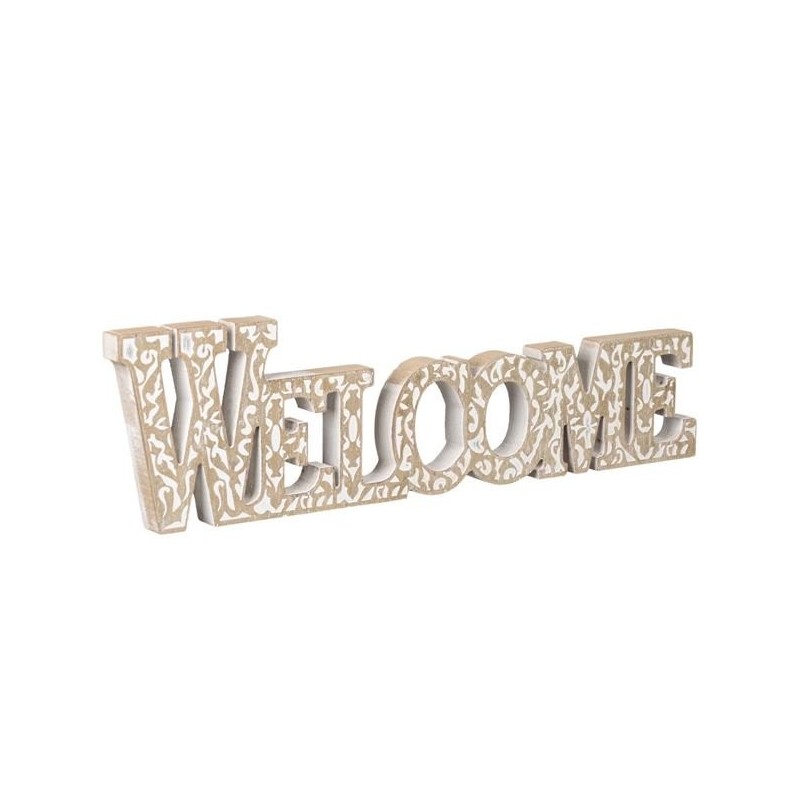 Casa Gradina, Decoratiune din lemn reliefat, BINE AȚI VENIT, 44x2x12,5 cm -4, dioda.ro