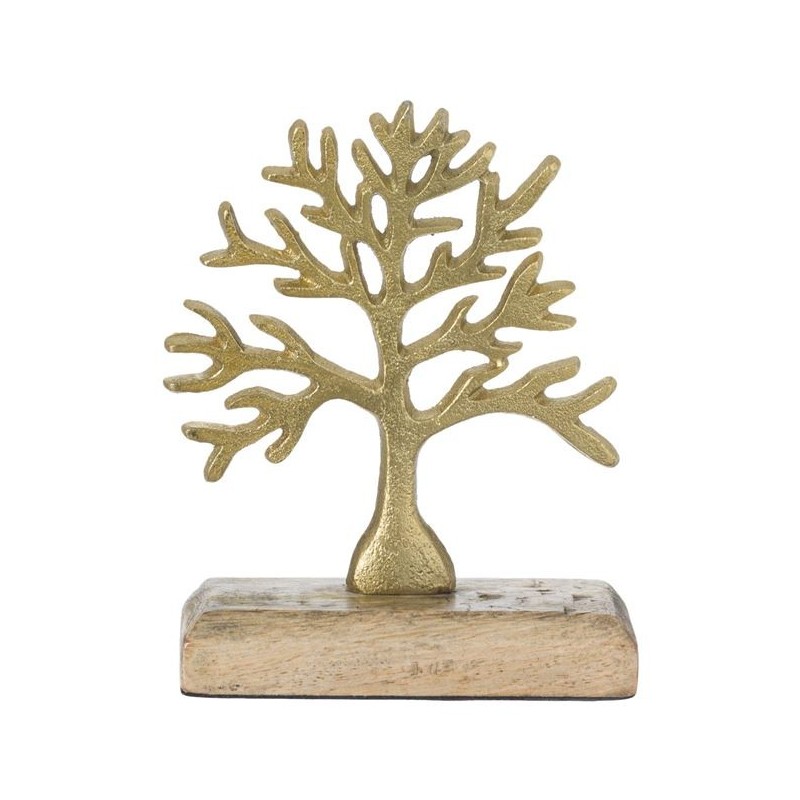 Casa Gradina, Decoratiune pentru masa din metal, Gold, Arborele Vietii 12x5x15 cm -3, dioda.ro