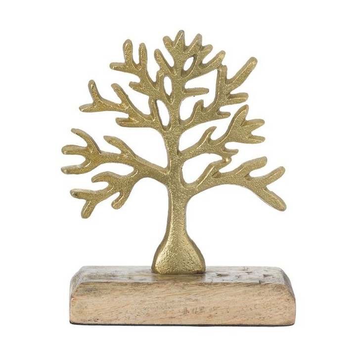 Casa Gradina, Decoratiune pentru masa din metal, Gold, Arborele Vietii 12x5x15 cm -3, dioda.ro