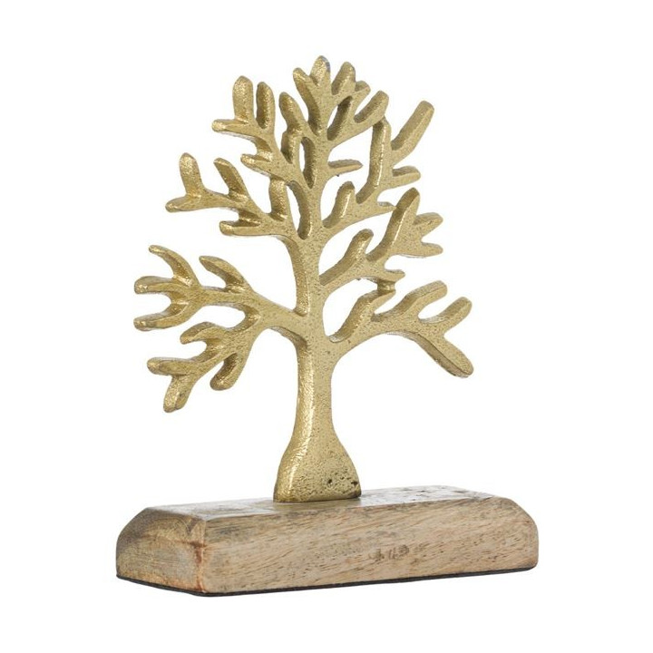 Casa Gradina, Decoratiune pentru masa din metal, Gold, Arborele Vietii 12x5x15 cm -4, dioda.ro