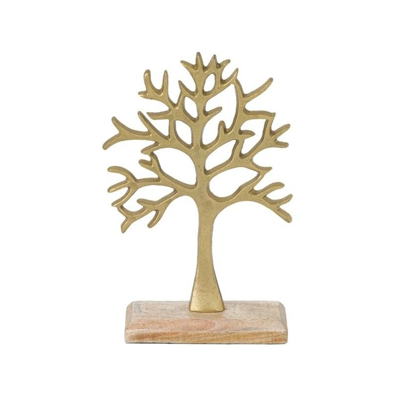 Casa Gradina, Decoratiune pentru masa din metal, Gold, Arborele Vietii 16x6x27 cm -3, dioda.ro
