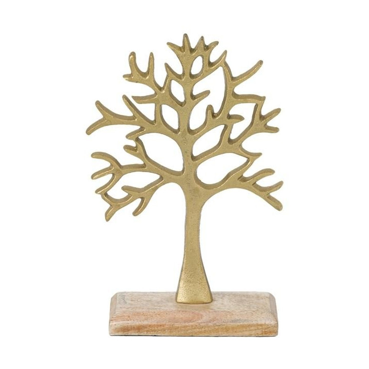 Casa Gradina, Decoratiune pentru masa din metal, Gold, Arborele Vietii 16x6x27 cm -3, dioda.ro