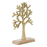 Casa Gradina, Decoratiune pentru masa din metal, Gold, Arborele Vietii 16x6x27 cm -3, dioda.ro