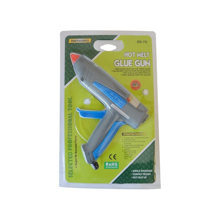 Pistoale de lipit cu adeziv, Pistol de lipire cu adeziv fierbinte topit bara plastic silicon ZD-7C -2, dioda.ro