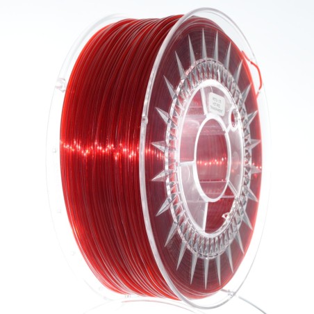 Filament, Filament: PET-G roşu (rubiniu), transparentă 1kg ±0,5% 1,75mm DEV-PETG-1.75-RRT -2, dioda.ro