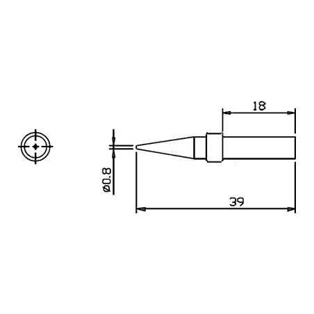 Vârf letcon statie lipit Pensol conic 0,8mm SR-622