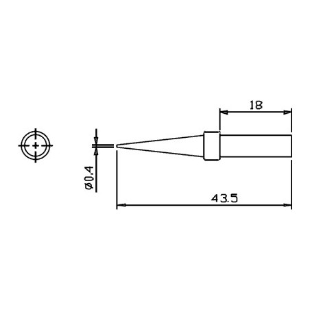 Vârf letcon statie lipit Pensol - conic 0,4mm SR-623