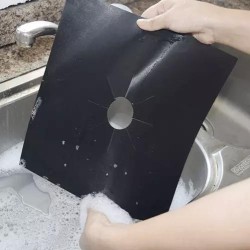 Casa Gradina, Set 4 bucati folie din teflon pentru aragaz sau plita, reutilizabile, 27 x 27 cm, negru. Ruhy 19176 -4, dioda.ro