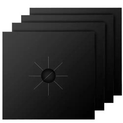 Casa Gradina, Set 4 bucati folie din teflon pentru aragaz sau plita, reutilizabile, 27 x 27 cm, negru. Ruhy 19176 -2, dioda.ro