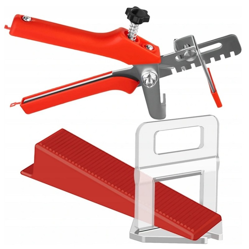 Set sistem de nivelare pentru gresie si faianta, cleste metalic, 500 clipsuri si 150 pene Scule de mana, Set sistem de nivelare pentru gresie si faianta, cleste metalic, 500 clipsuri si 150 pene -1, dioda.ro