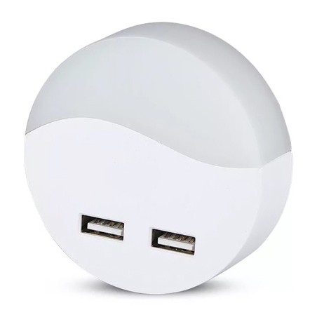 Interne, LAMPA VEGHE ROTUNDA CU SENZOR LUMINA 3000K ALB CALD + 2USB -1, dioda.ro
