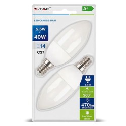 Interne, BLISTER 2 BECURI LED E14 5.5W 6400K ALB RECE -1, dioda.ro