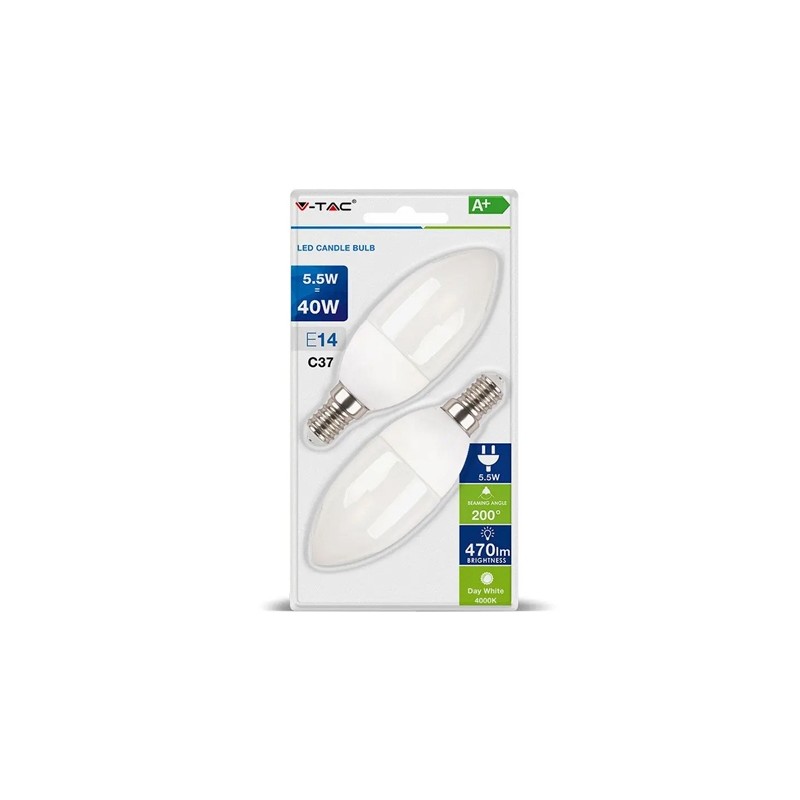 Interne, BLISTER 2 BECURI LED E14 5.5W 6400K ALB RECE -1, dioda.ro