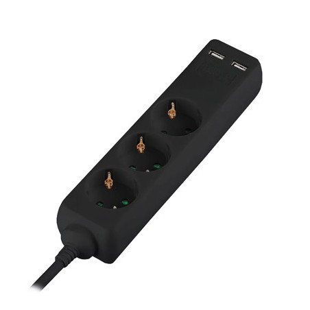 Interne, PRELUNGITOR 3 CAI + 2USB 5M(3G1.5MM2) NEGRU -1, dioda.ro