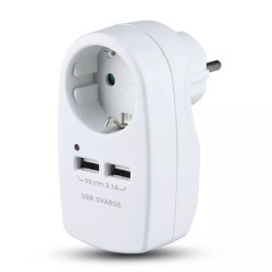 Interne, ADAPTOR PRIZA 16A 3680W + 2USB 2.1A, ALB -1, dioda.ro