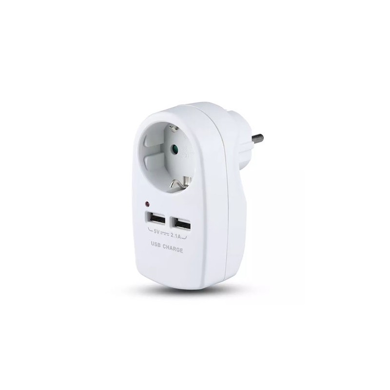 Interne, ADAPTOR PRIZA 16A 3680W + 2USB 2.1A, ALB -1, dioda.ro