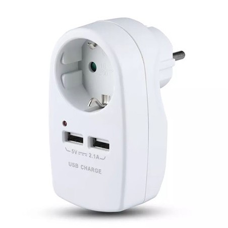 Interne, ADAPTOR PRIZA 16A 3680W + 2USB 2.1A, ALB -1, dioda.ro