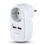 Interne, ADAPTOR PRIZA 16A 3680W + 2USB 2.1A, ALB -1, dioda.ro