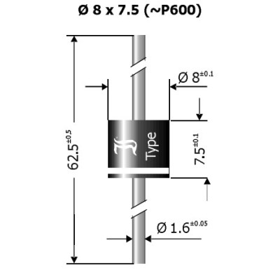 Diode, Diodă Bypass panouri solare : redresoare Schottky THT 50V 20A P600 Ambalaj: Ammo Pack SBX2050-DIO -4, dioda.ro